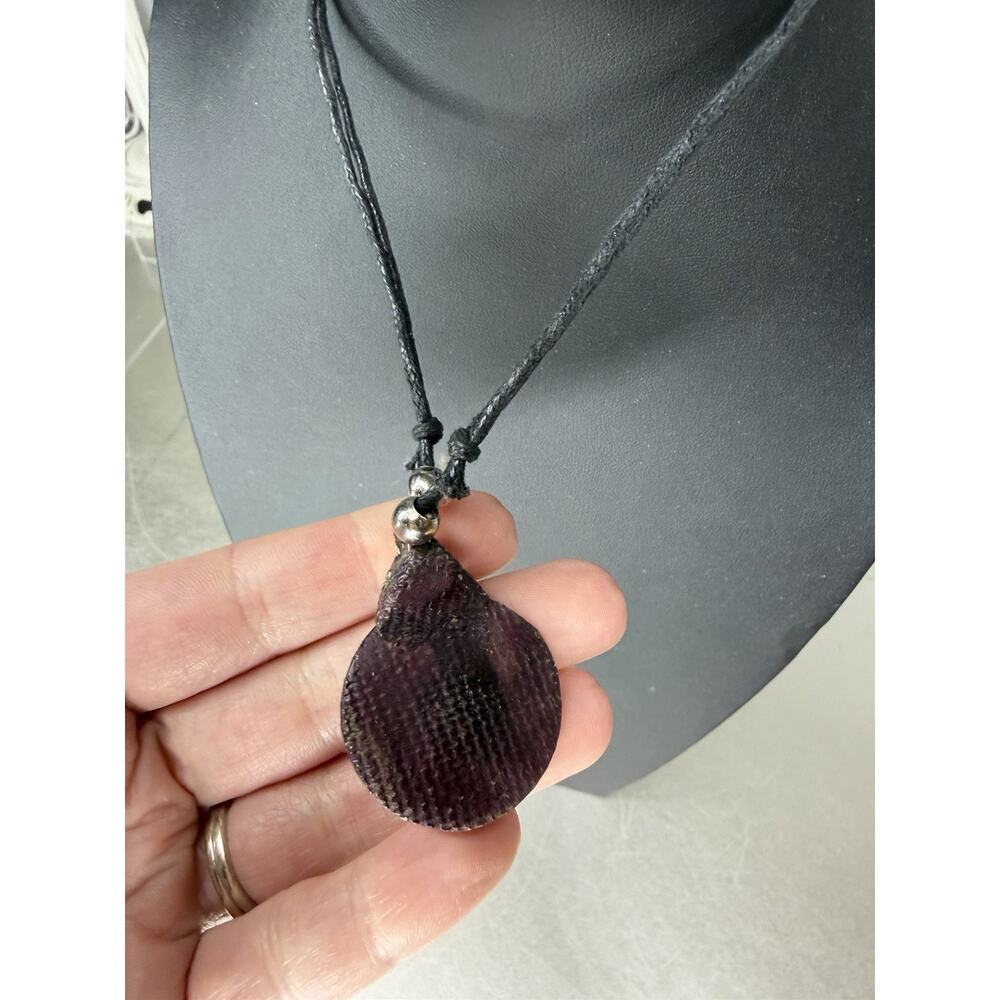 Artisan Psychedelic Necklace Leather Cord Unique Hippie Colorful Pendant - Picture 2 of 3